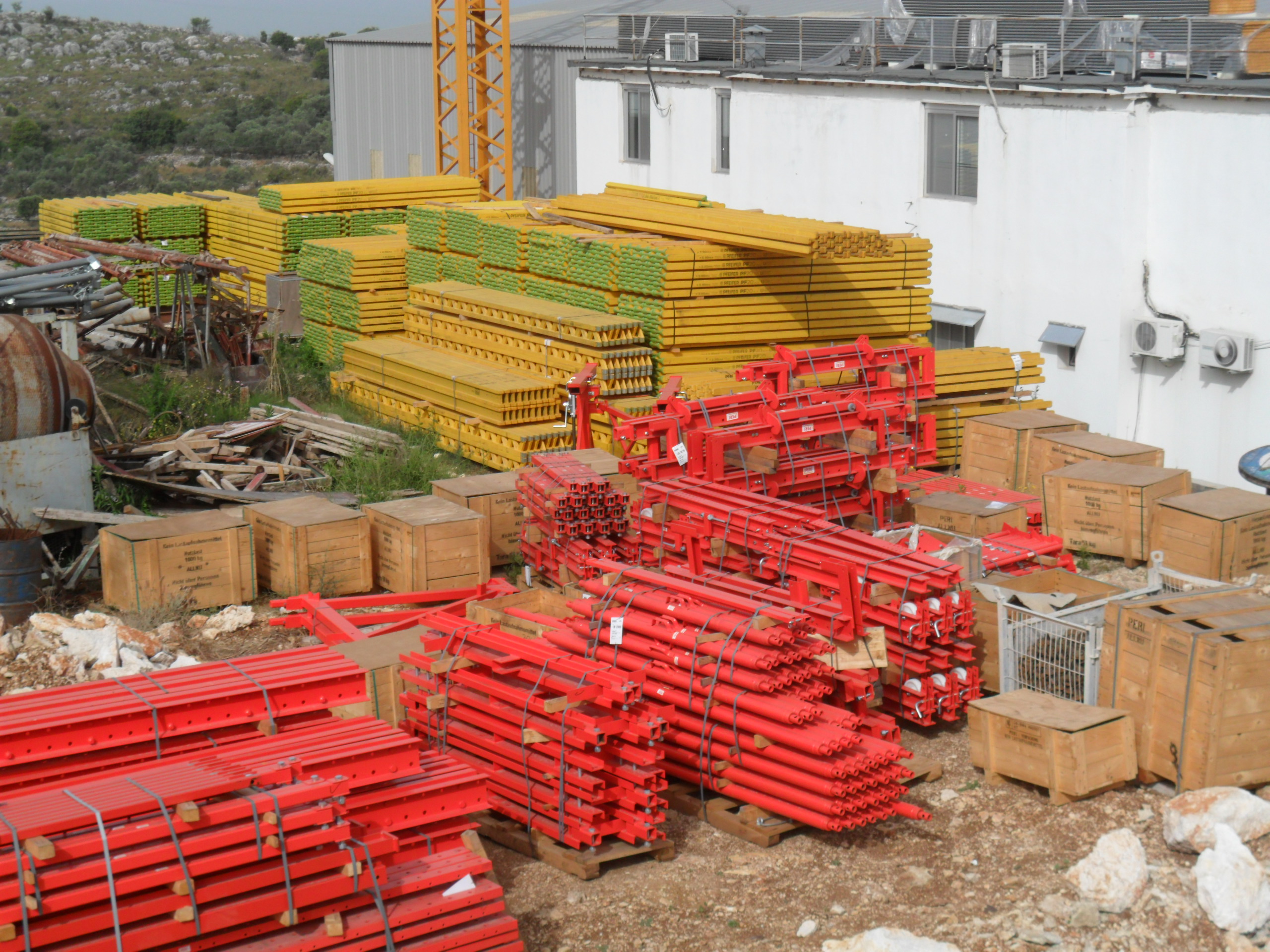 Betabat formwork yard at Gharzouz — DOKA & PERI systems in storage